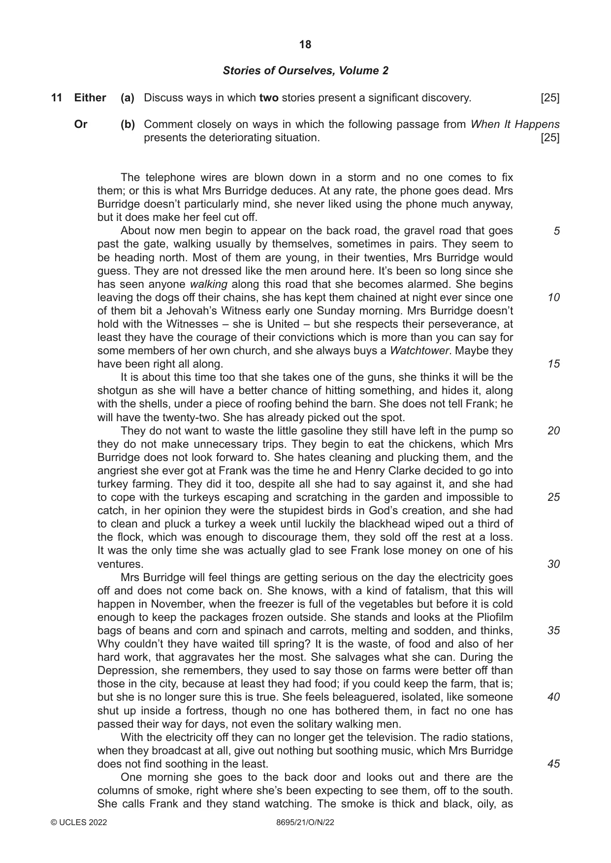 Cambridge A Level English - Language and Literature (AS Level only, from 2016) 8695 2022 Oct/Nov Paper 2 · Variant 1 question paper, page 18 of 24