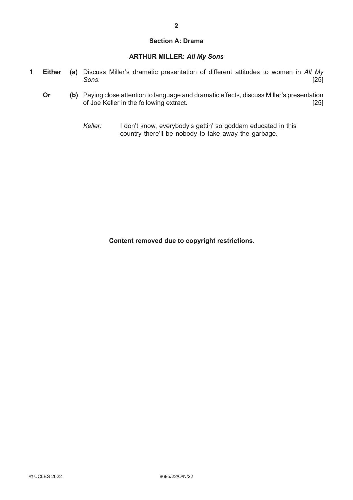 Cambridge A Level English - Language and Literature (AS Level only, from 2016) 8695 2022 Oct/Nov Paper 2 · Variant 2 question paper, page 2 of 24