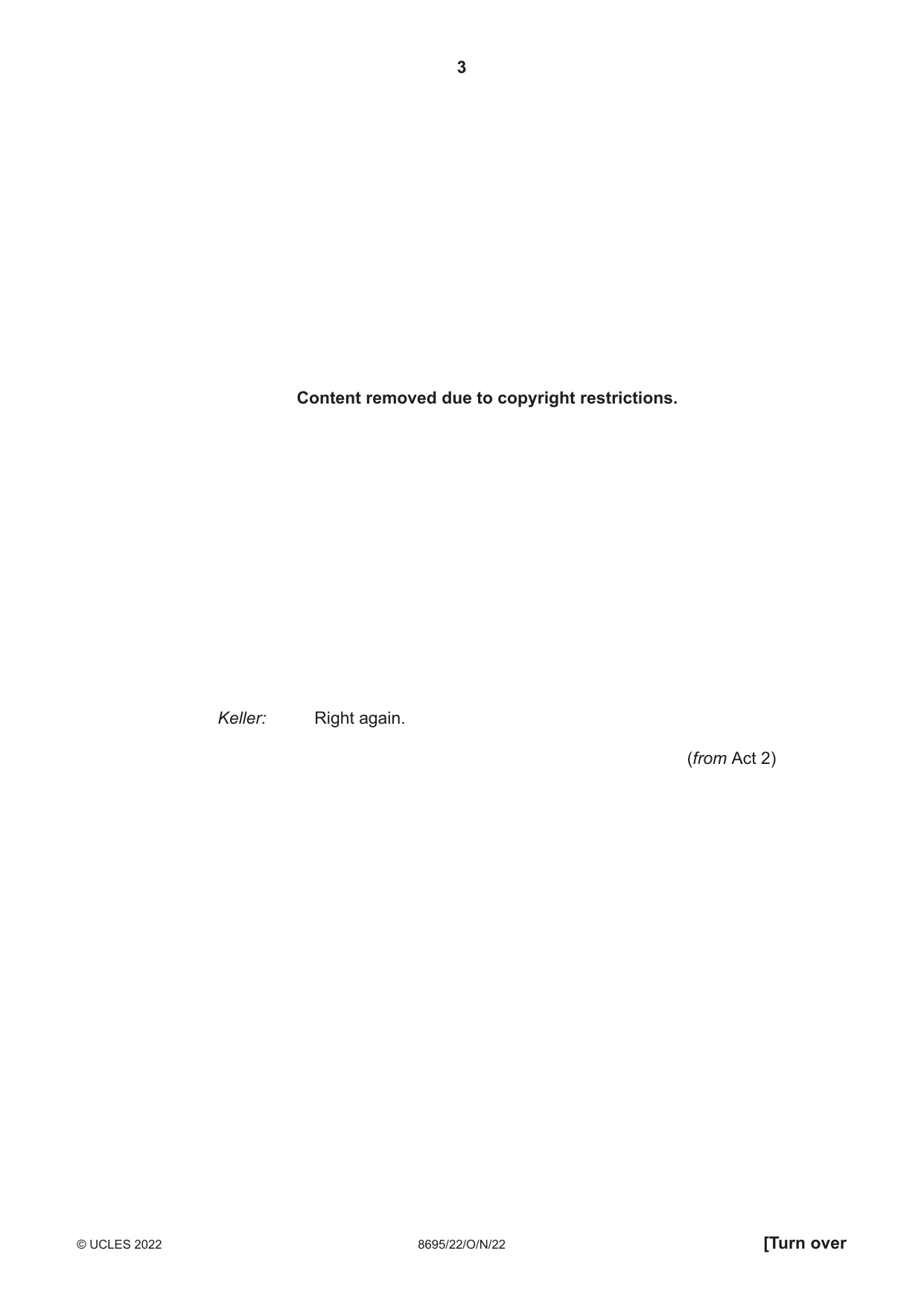Cambridge A Level English - Language and Literature (AS Level only, from 2016) 8695 2022 Oct/Nov Paper 2 · Variant 2 question paper, page 3 of 24