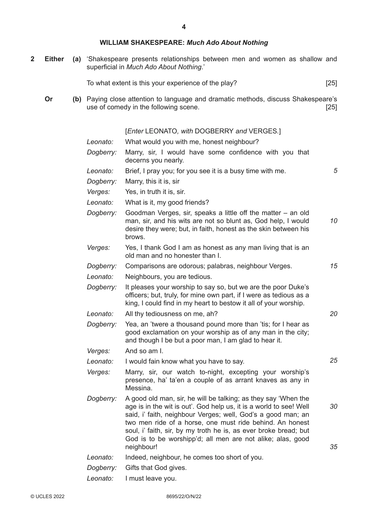 Cambridge A Level English - Language and Literature (AS Level only, from 2016) 8695 2022 Oct/Nov Paper 2 · Variant 2 question paper, page 4 of 24