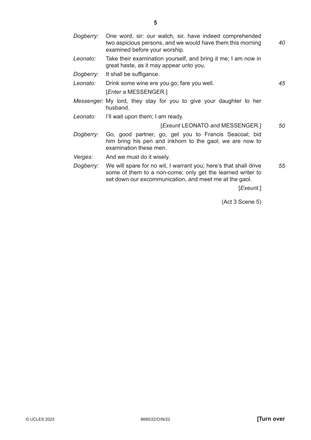 Cambridge A Level English - Language and Literature (AS Level only, from 2016) 8695 2022 Oct/Nov Paper 2 · Variant 2 question paper, page 5 of 24