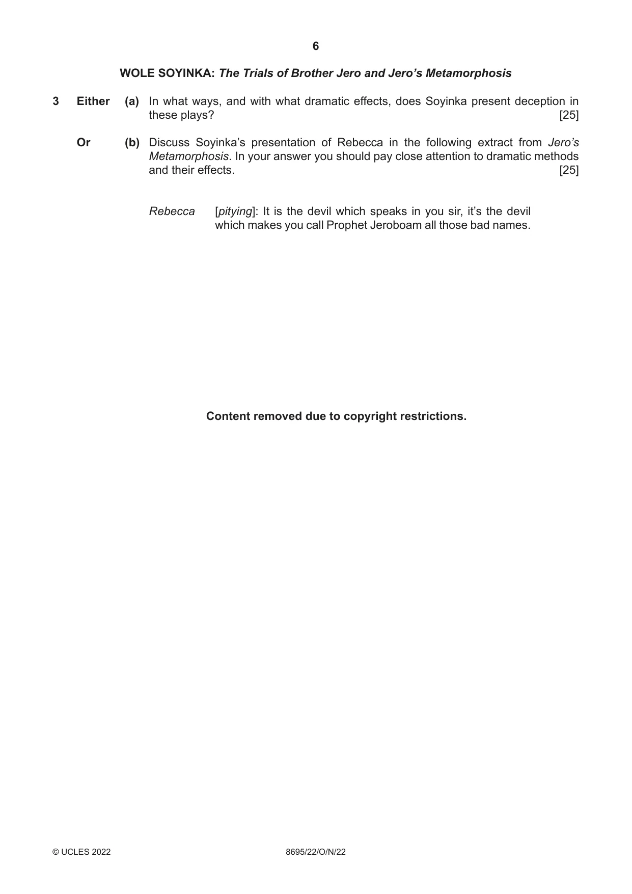 Cambridge A Level English - Language and Literature (AS Level only, from 2016) 8695 2022 Oct/Nov Paper 2 · Variant 2 question paper, page 6 of 24