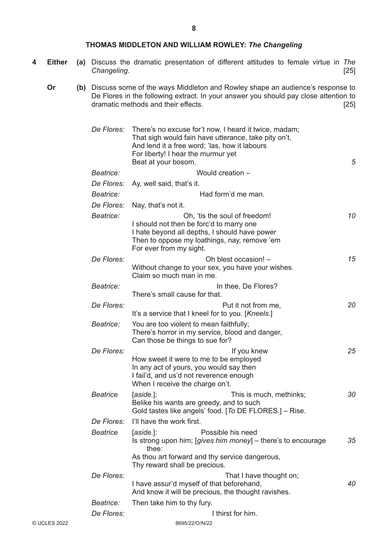 Cambridge A Level English - Language and Literature (AS Level only, from 2016) 8695 2022 Oct/Nov Paper 2 · Variant 2 question paper, page 8 of 24