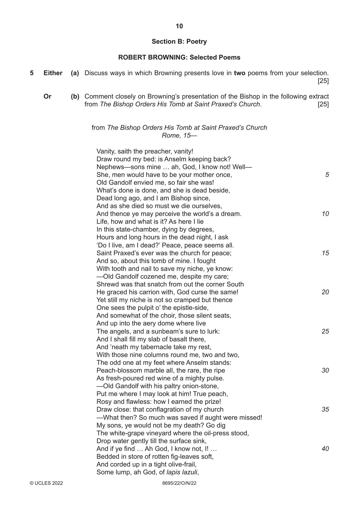 Cambridge A Level English - Language and Literature (AS Level only, from 2016) 8695 2022 Oct/Nov Paper 2 · Variant 2 question paper, page 10 of 24