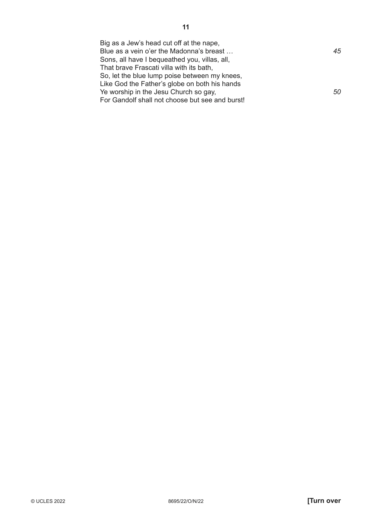 Cambridge A Level English - Language and Literature (AS Level only, from 2016) 8695 2022 Oct/Nov Paper 2 · Variant 2 question paper, page 11 of 24