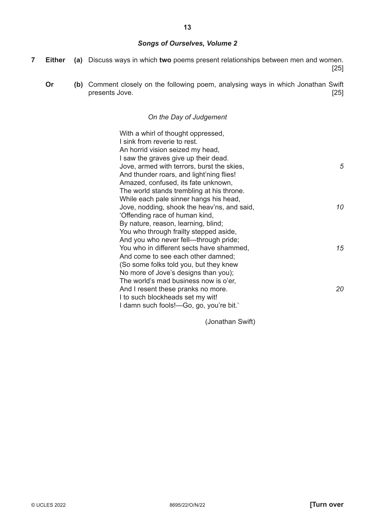 Cambridge A Level English - Language and Literature (AS Level only, from 2016) 8695 2022 Oct/Nov Paper 2 · Variant 2 question paper, page 13 of 24