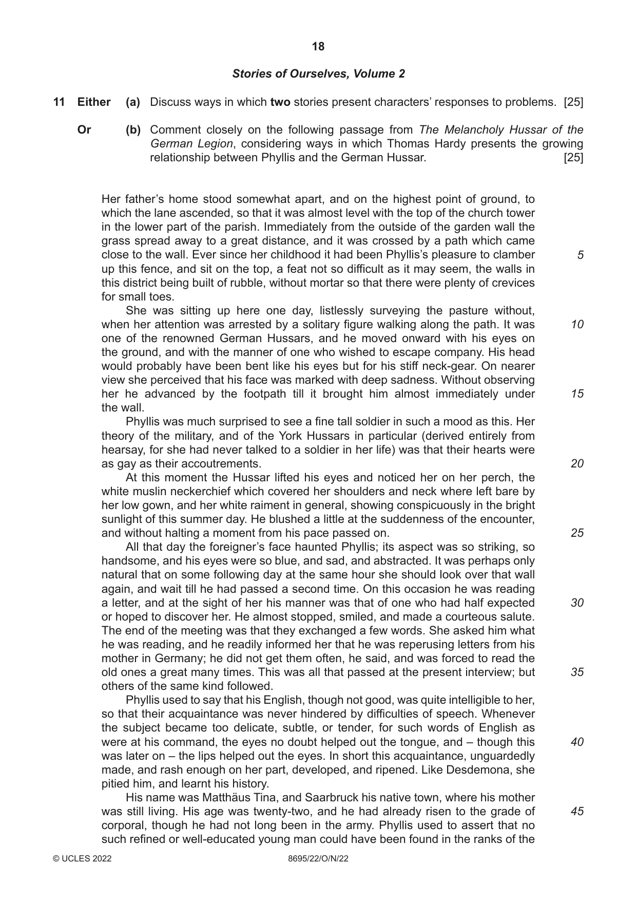 Cambridge A Level English - Language and Literature (AS Level only, from 2016) 8695 2022 Oct/Nov Paper 2 · Variant 2 question paper, page 18 of 24