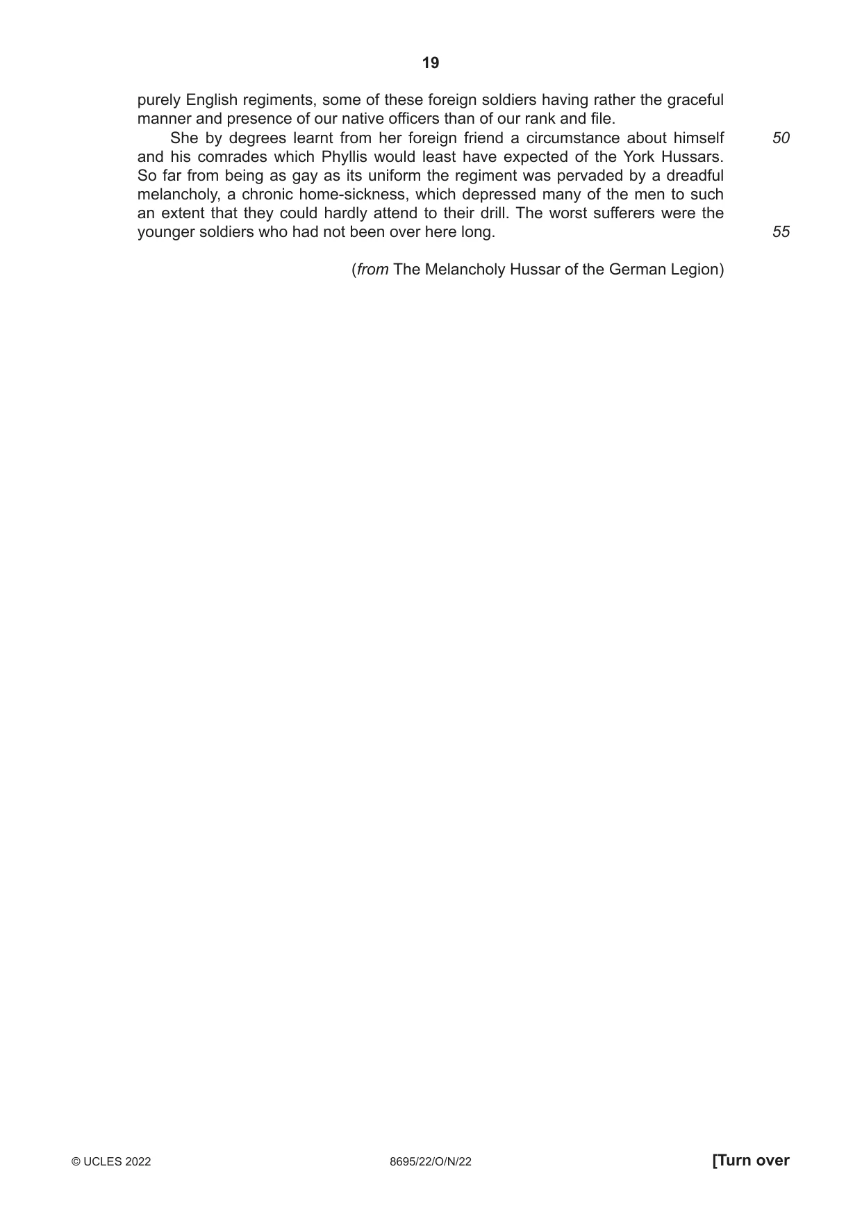 Cambridge A Level English - Language and Literature (AS Level only, from 2016) 8695 2022 Oct/Nov Paper 2 · Variant 2 question paper, page 19 of 24