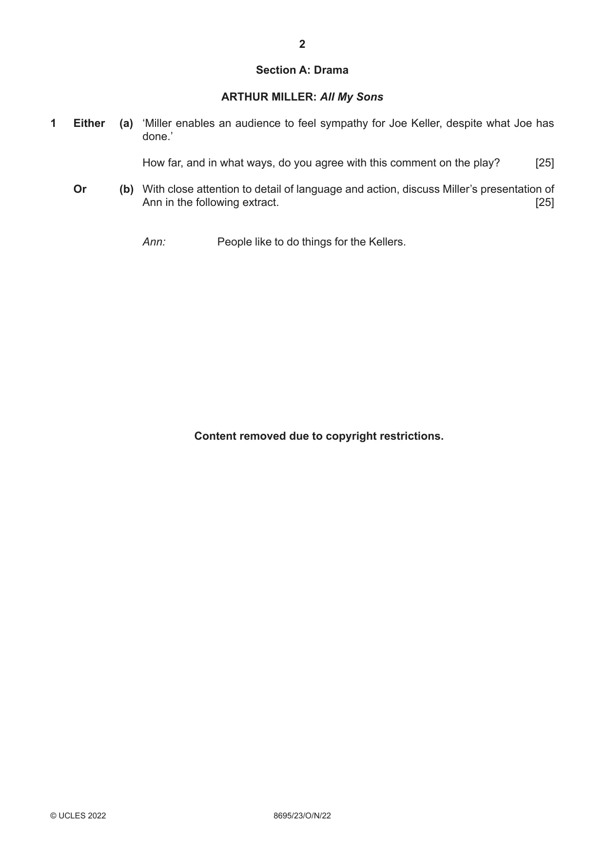 Cambridge A Level English - Language and Literature (AS Level only, from 2016) 8695 2022 Oct/Nov Paper 2 · Variant 3 question paper, page 2 of 24