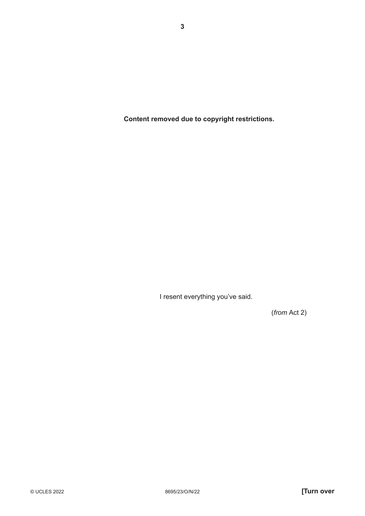 Cambridge A Level English - Language and Literature (AS Level only, from 2016) 8695 2022 Oct/Nov Paper 2 · Variant 3 question paper, page 3 of 24