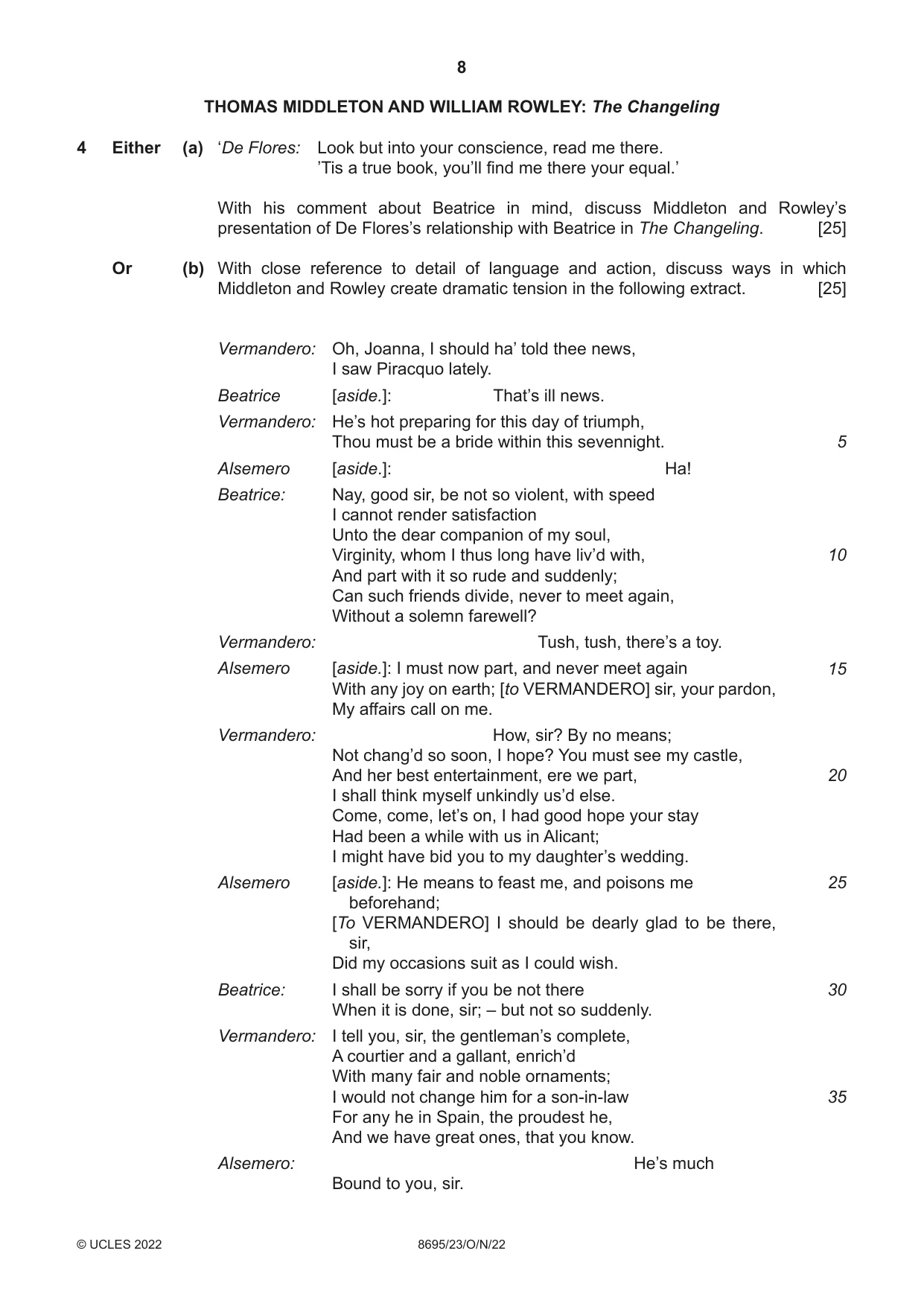 Cambridge A Level English - Language and Literature (AS Level only, from 2016) 8695 2022 Oct/Nov Paper 2 · Variant 3 question paper, page 8 of 24