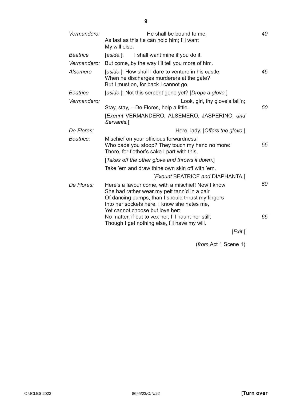Cambridge A Level English - Language and Literature (AS Level only, from 2016) 8695 2022 Oct/Nov Paper 2 · Variant 3 question paper, page 9 of 24