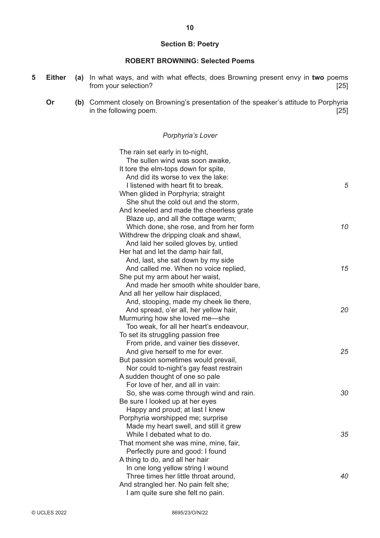 Cambridge A Level English - Language and Literature (AS Level only, from 2016) 8695 2022 Oct/Nov Paper 2 · Variant 3 question paper, page 10 of 24