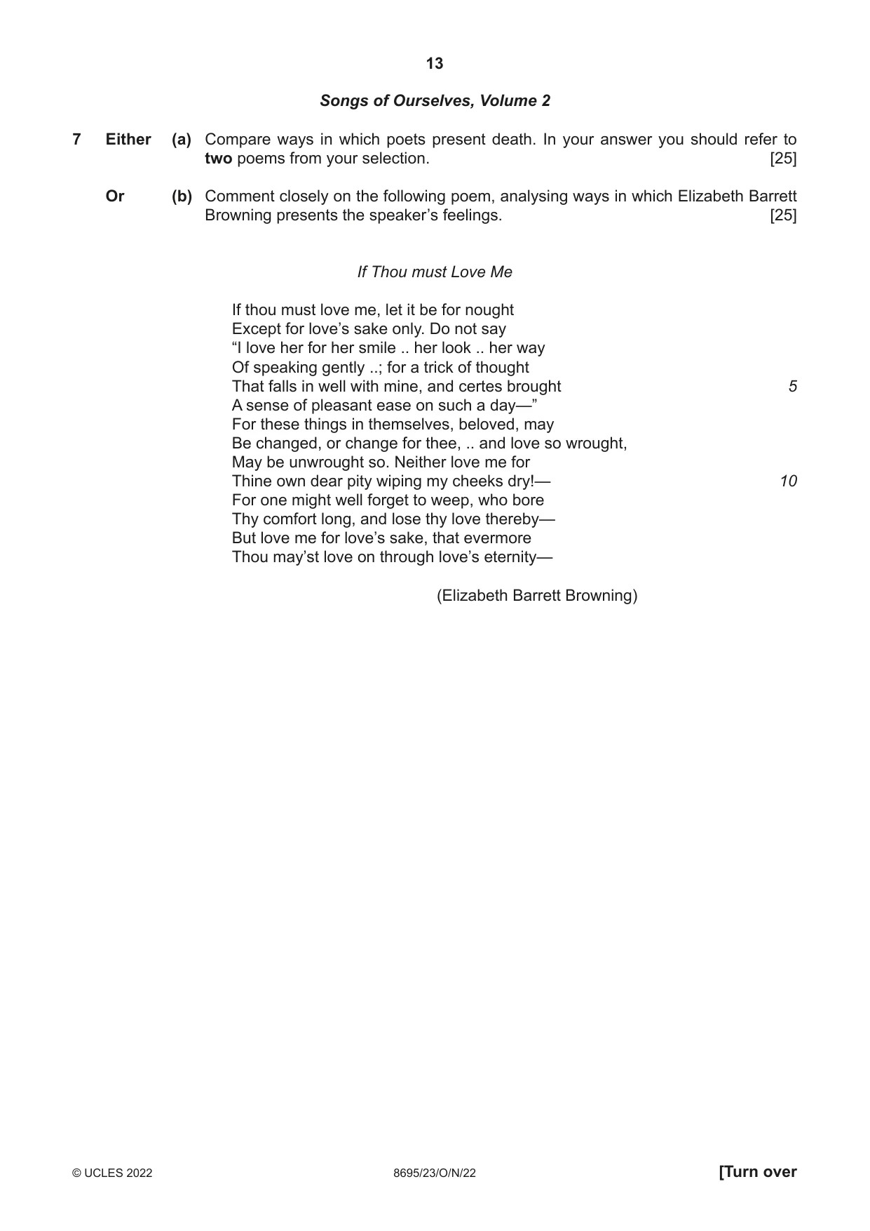 Cambridge A Level English - Language and Literature (AS Level only, from 2016) 8695 2022 Oct/Nov Paper 2 · Variant 3 question paper, page 13 of 24
