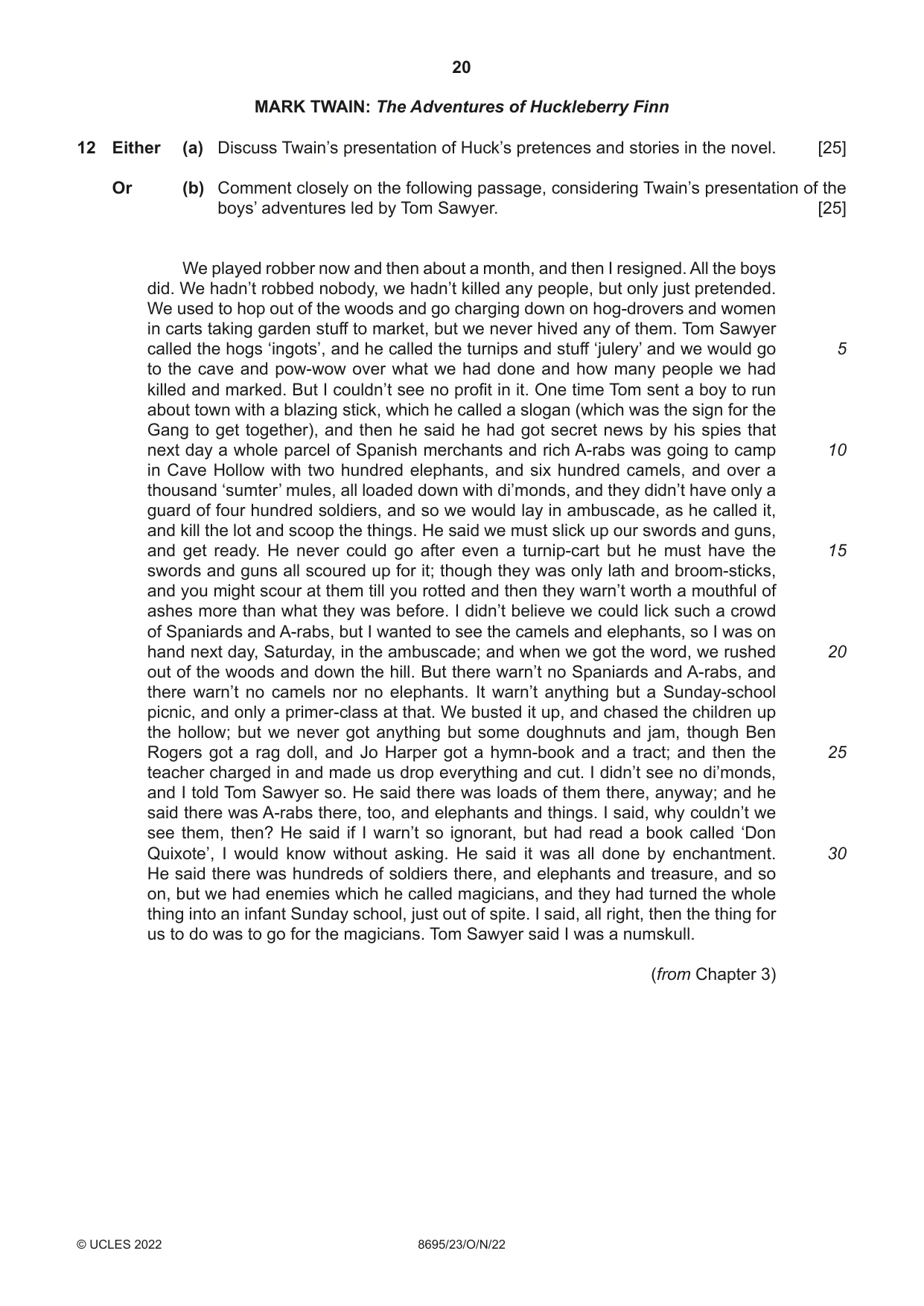 Cambridge A Level English - Language and Literature (AS Level only, from 2016) 8695 2022 Oct/Nov Paper 2 · Variant 3 question paper, page 20 of 24