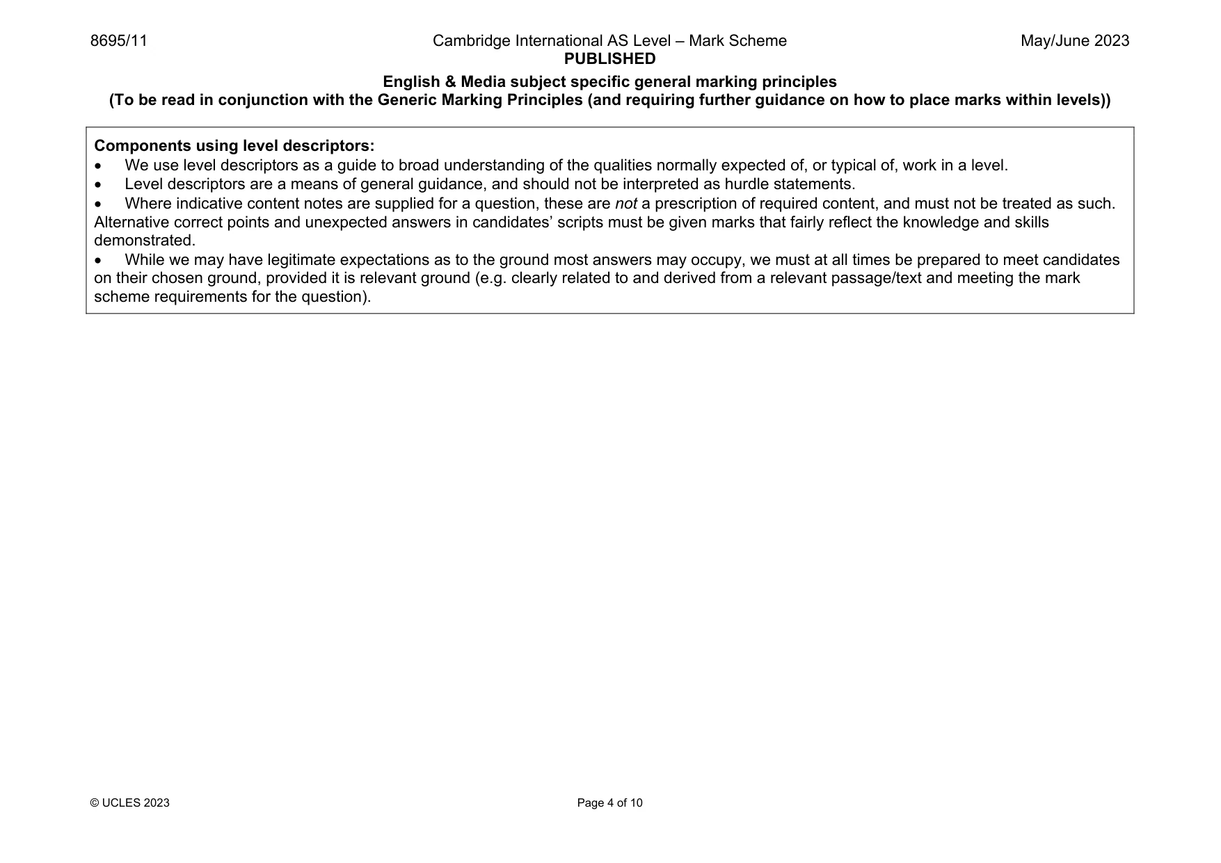 Mark scheme, page 4 of 10