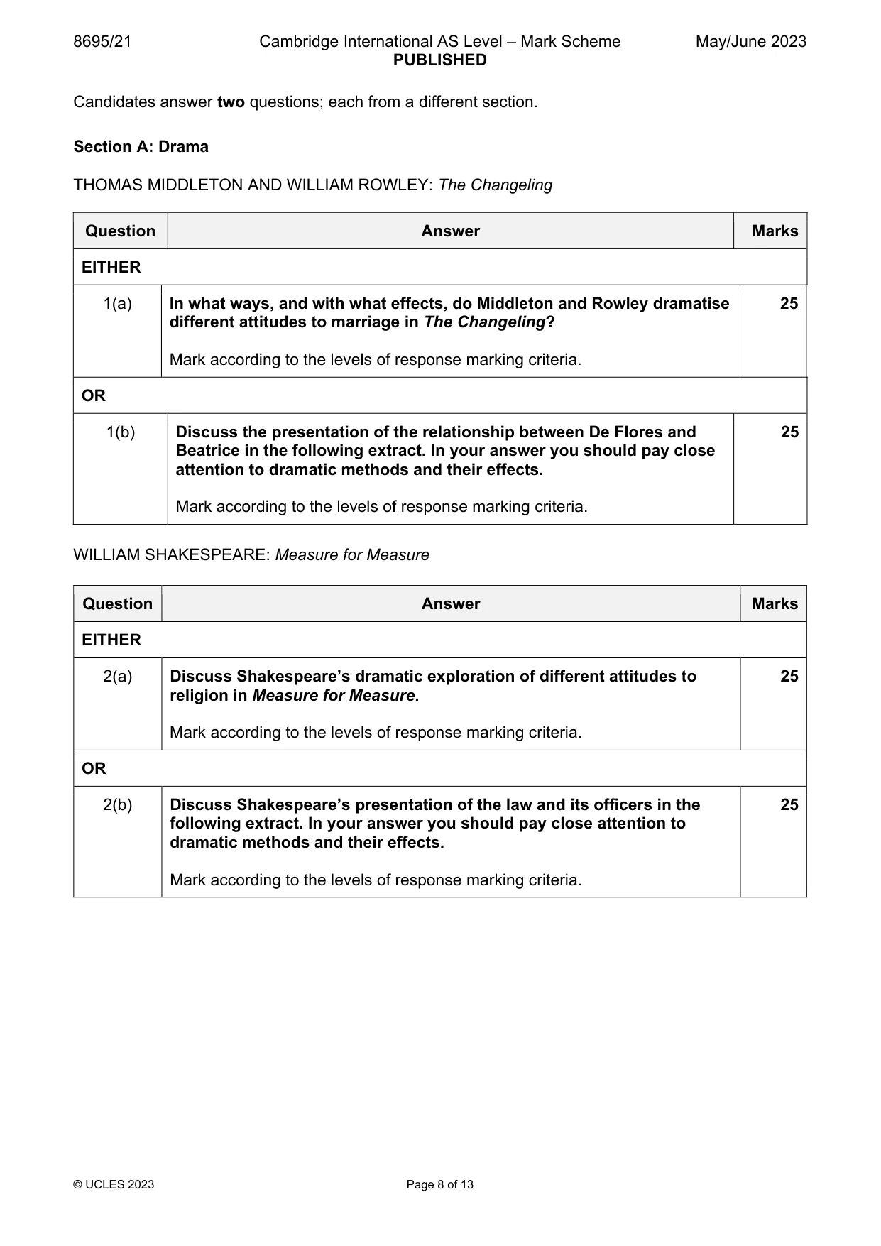 Mark scheme, page 8 of 13
