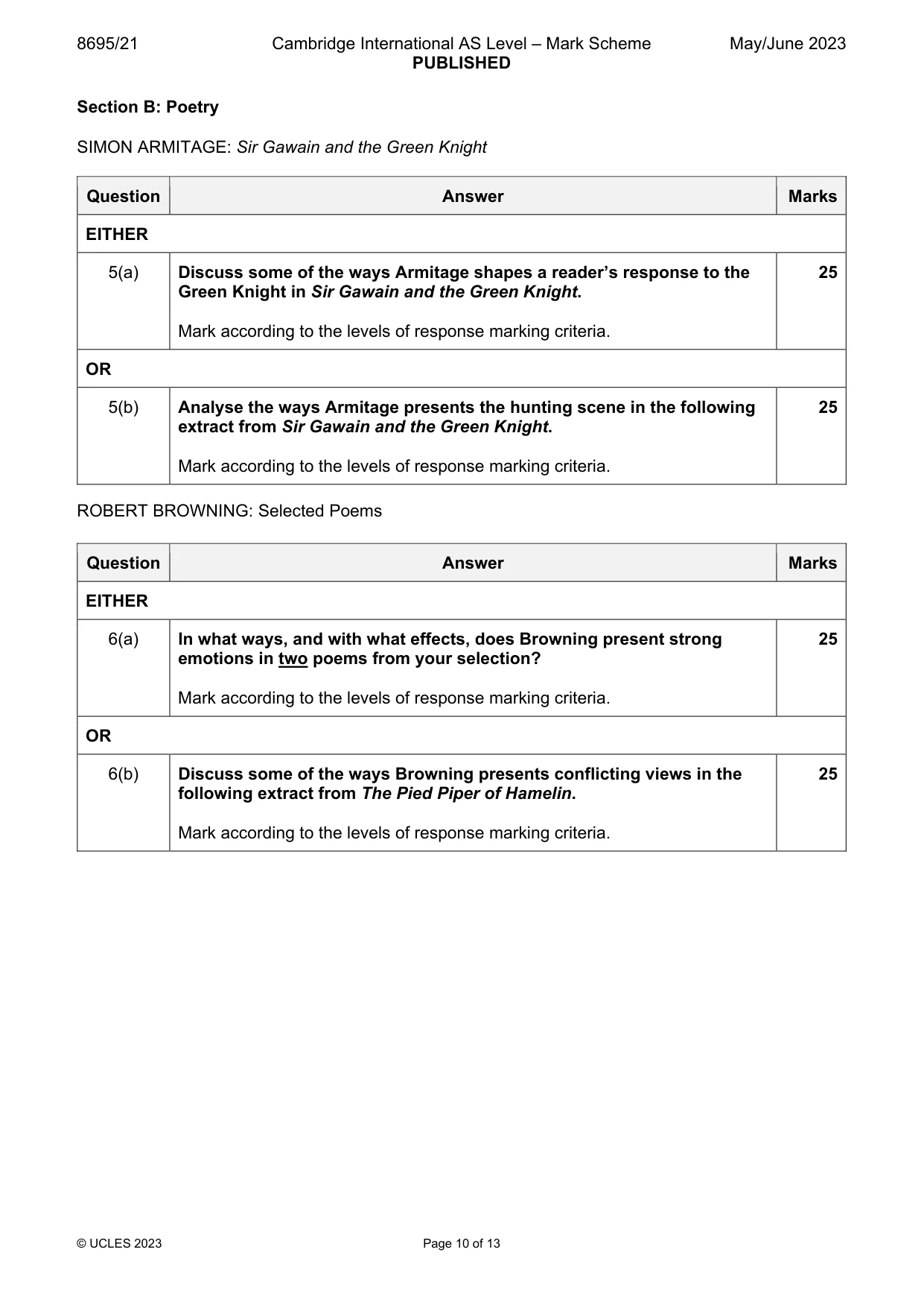 Mark scheme, page 10 of 13