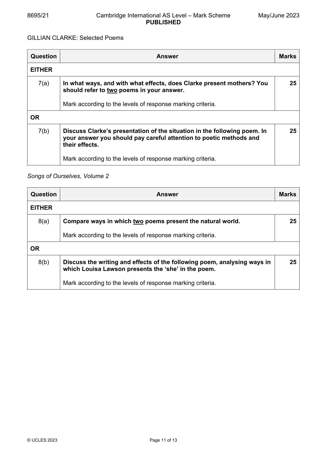 Mark scheme, page 11 of 13