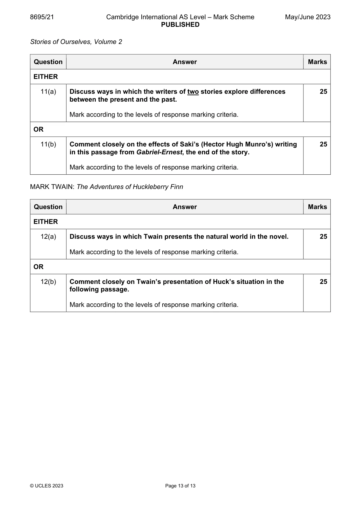 Mark scheme, page 13 of 13