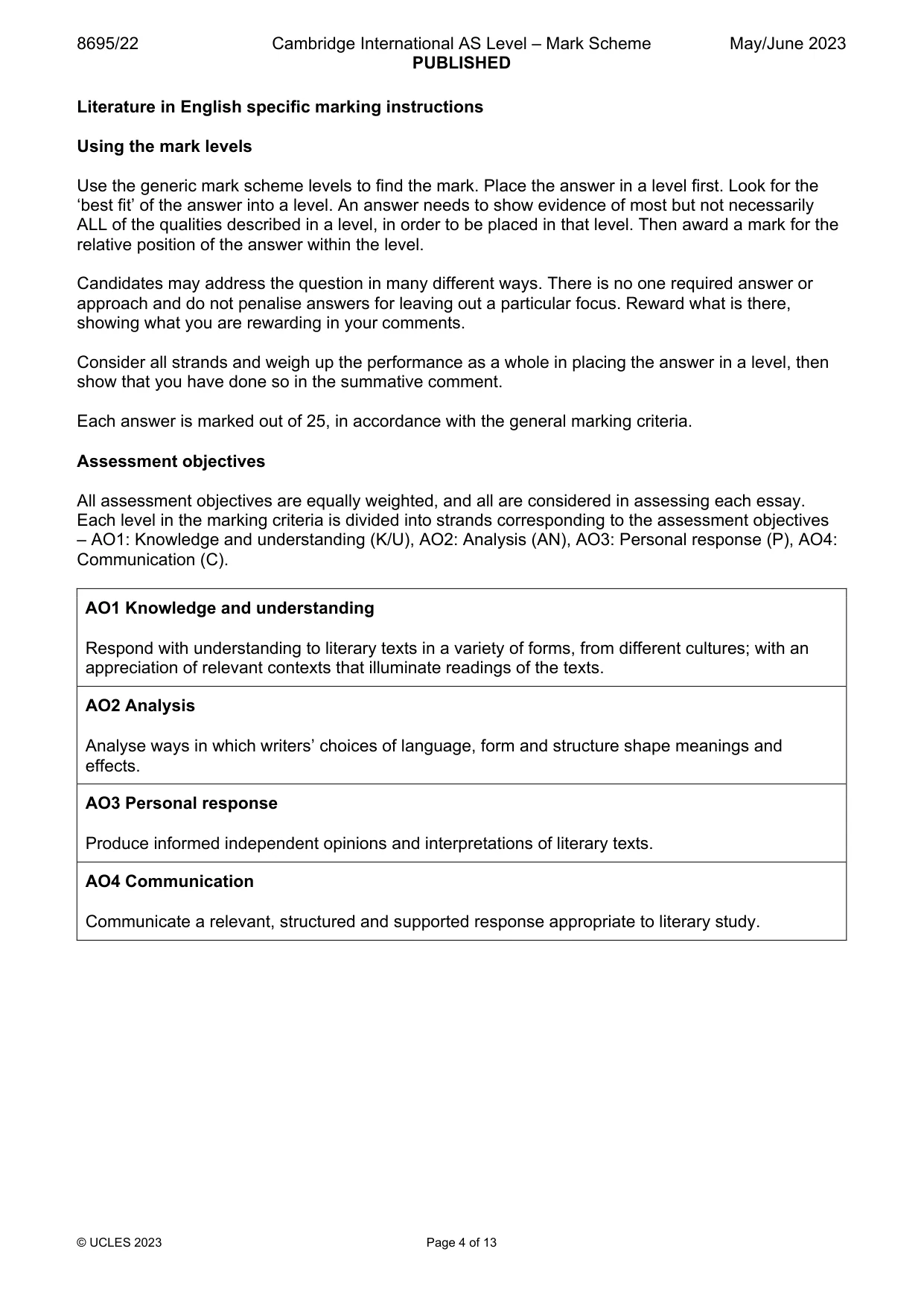 Mark scheme, page 4 of 13