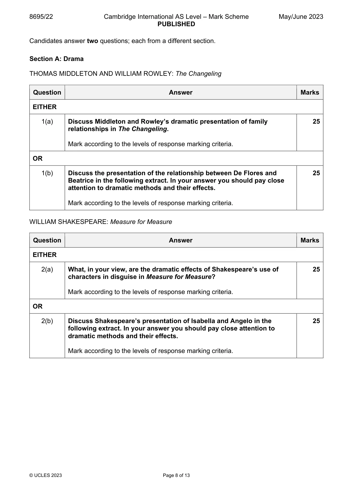 Mark scheme, page 8 of 13