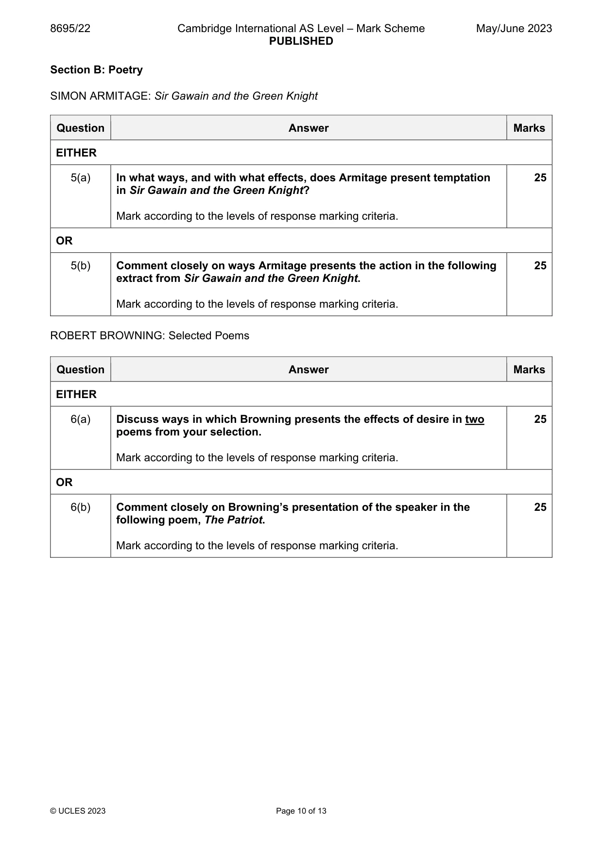 Mark scheme, page 10 of 13