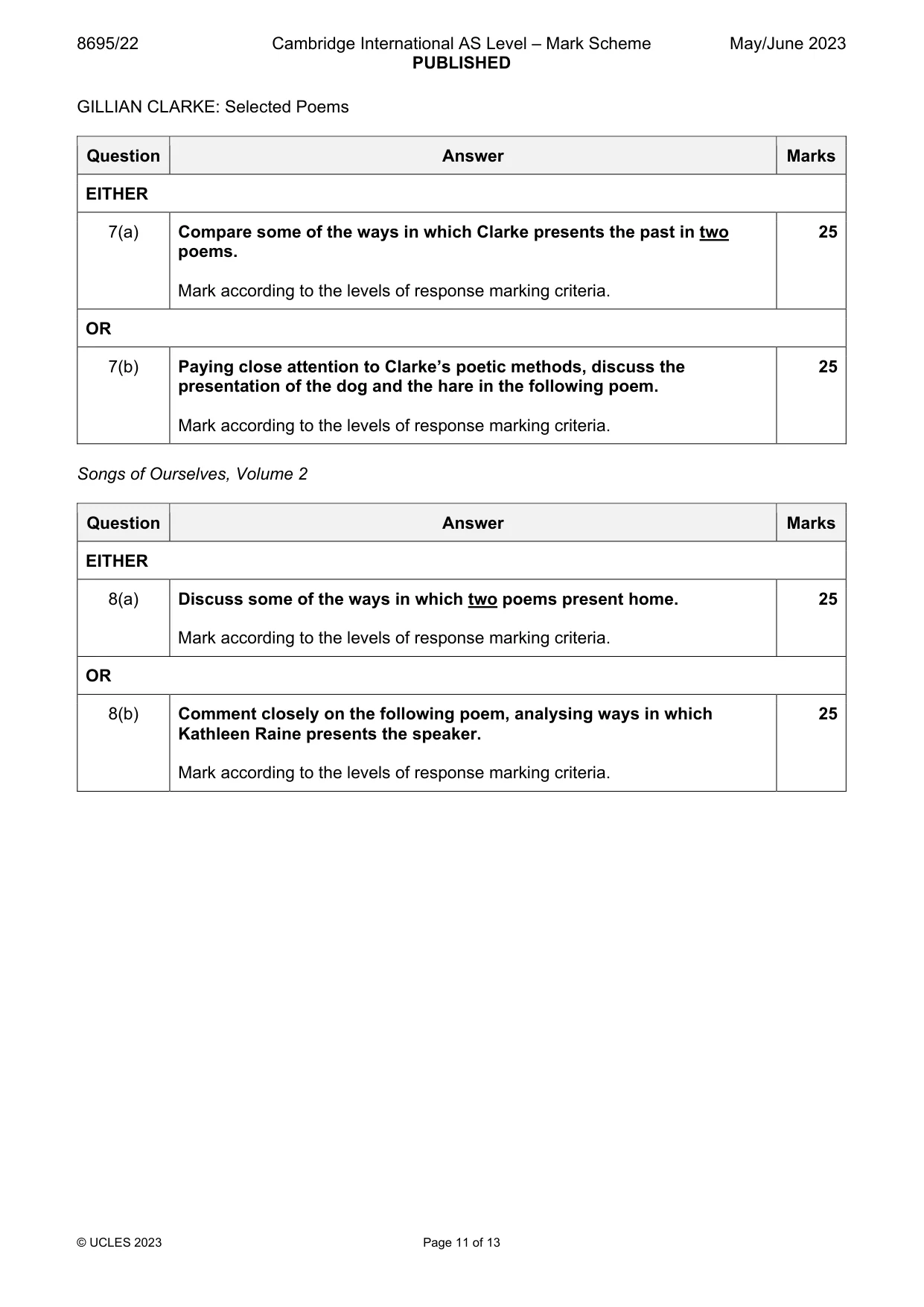 Mark scheme, page 11 of 13