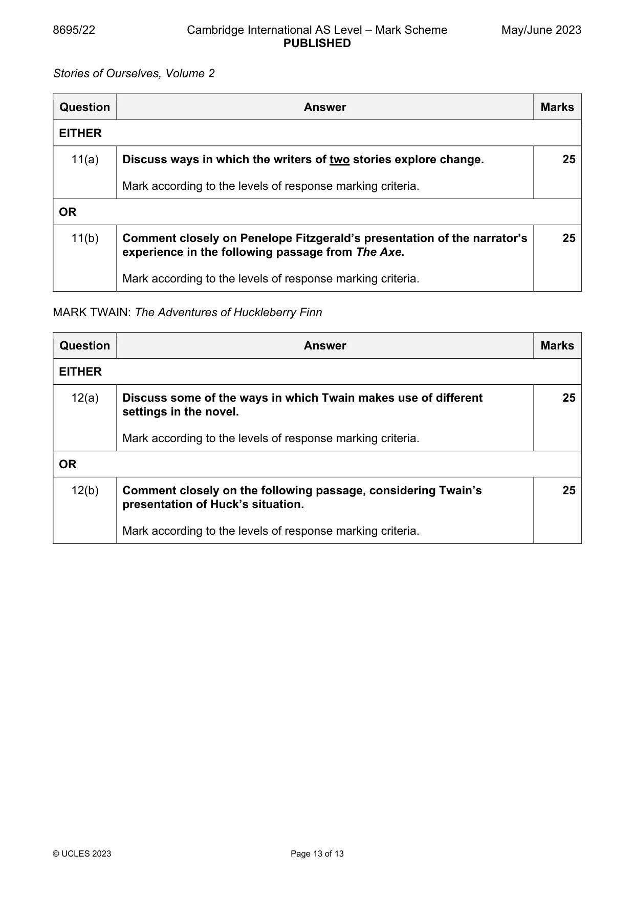 Mark scheme, page 13 of 13