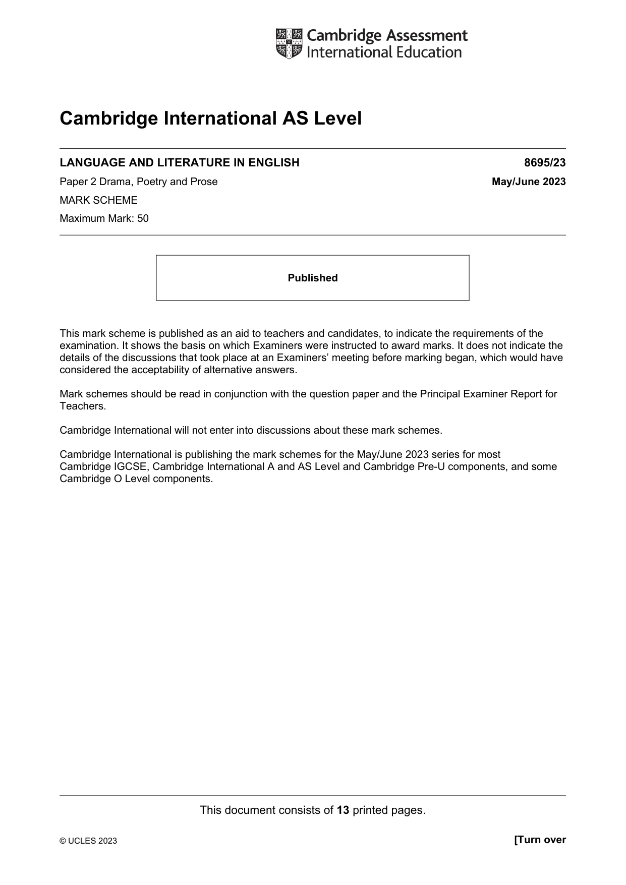 Mark scheme, page 1 of 13