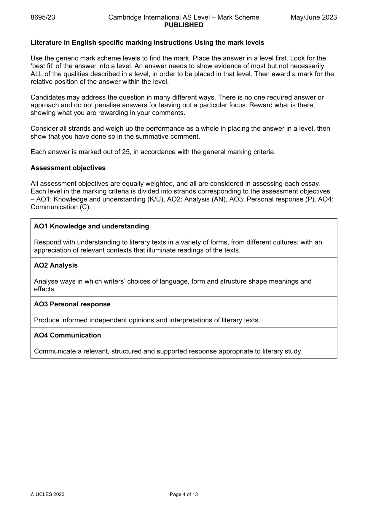 Mark scheme, page 4 of 13