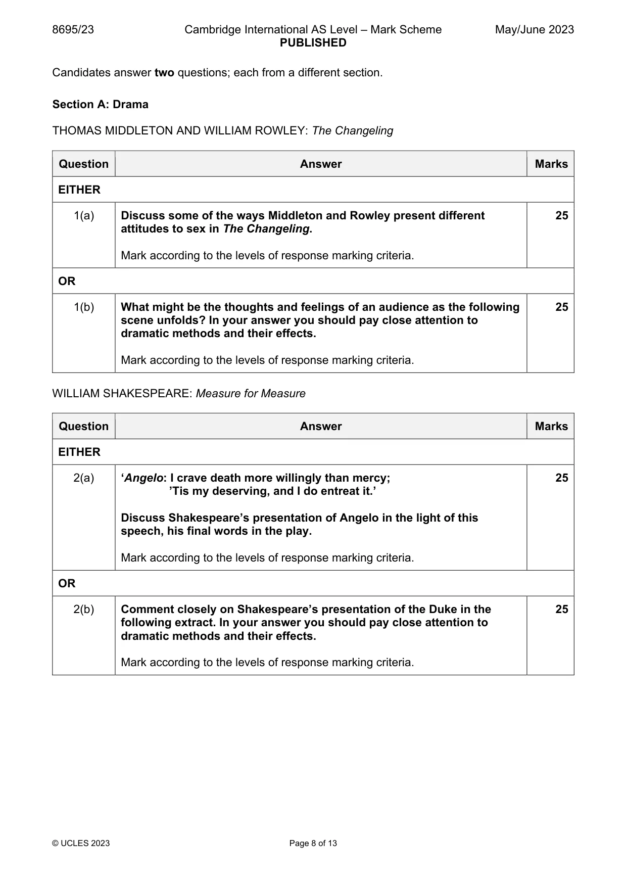Mark scheme, page 8 of 13