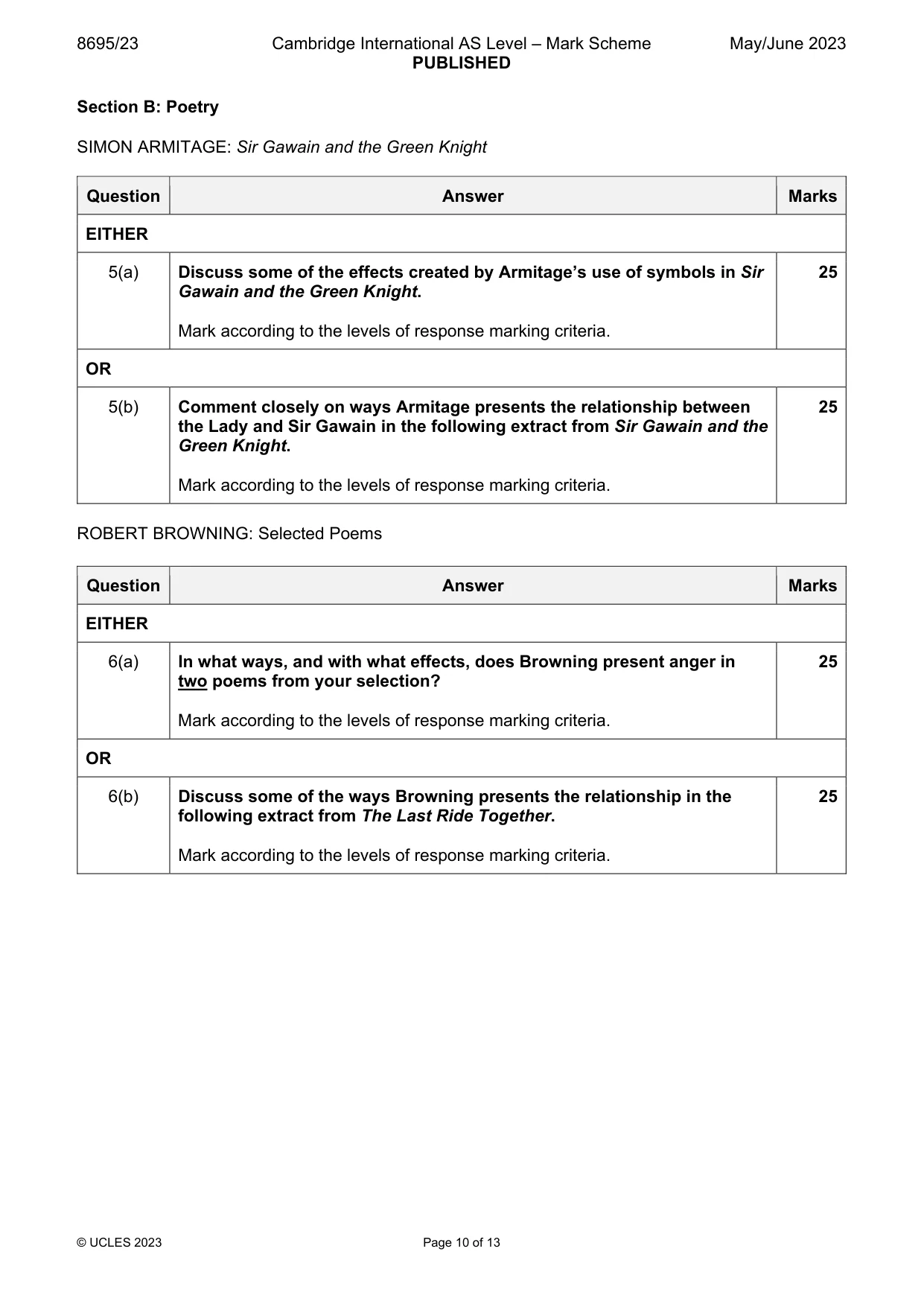 Mark scheme, page 10 of 13