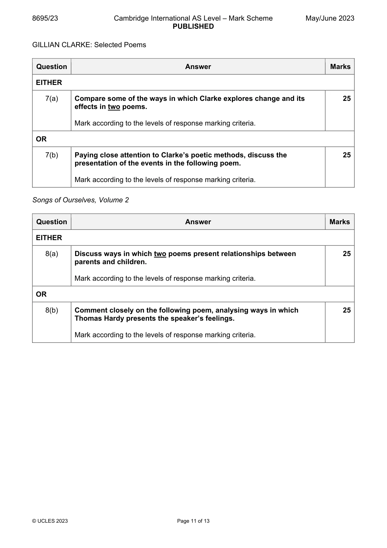 Mark scheme, page 11 of 13