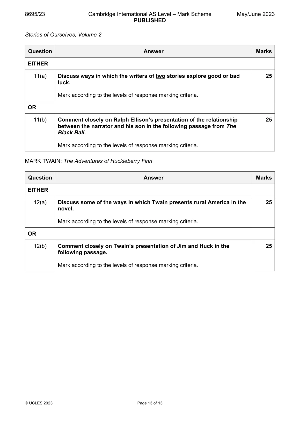 Mark scheme, page 13 of 13