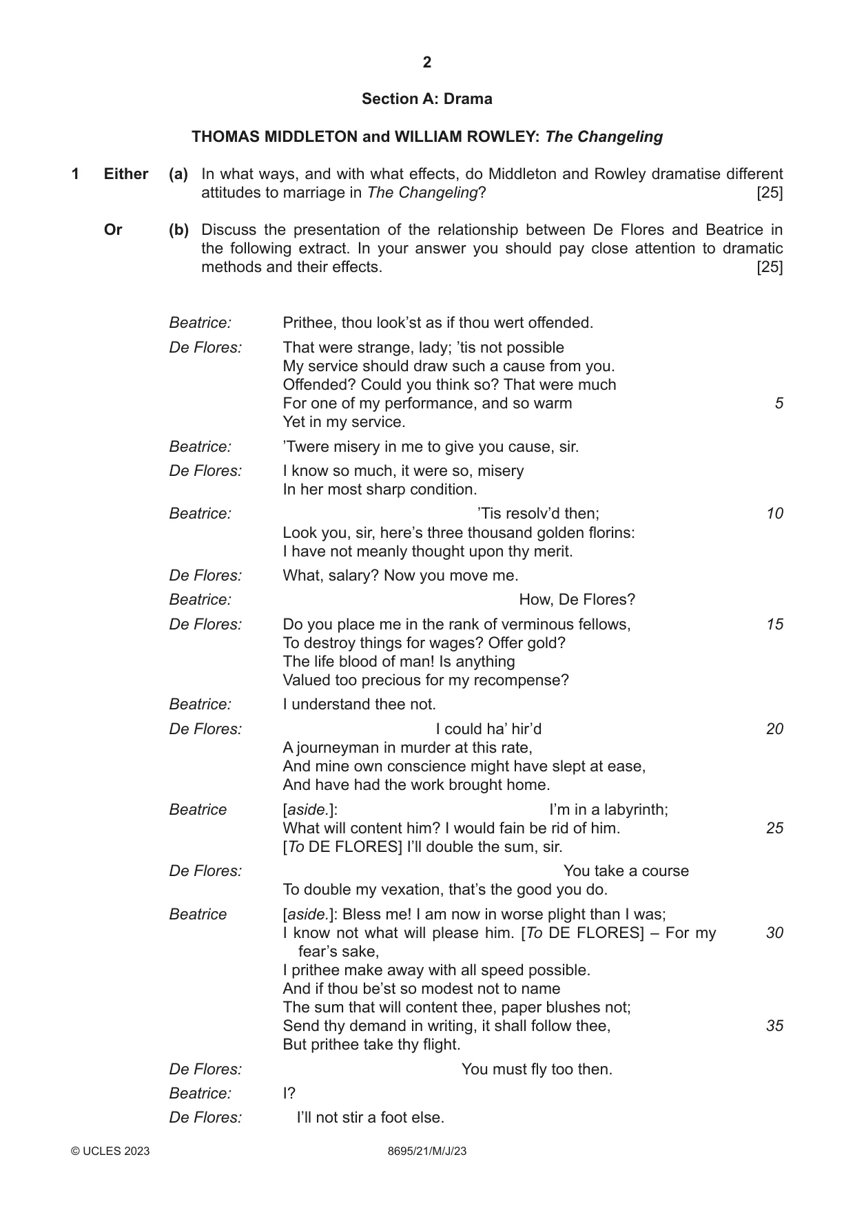 Cambridge A Level English - Language and Literature (AS Level only, from 2016) 8695 2023 May/June Paper 2 · Variant 1 question paper, page 2 of 24