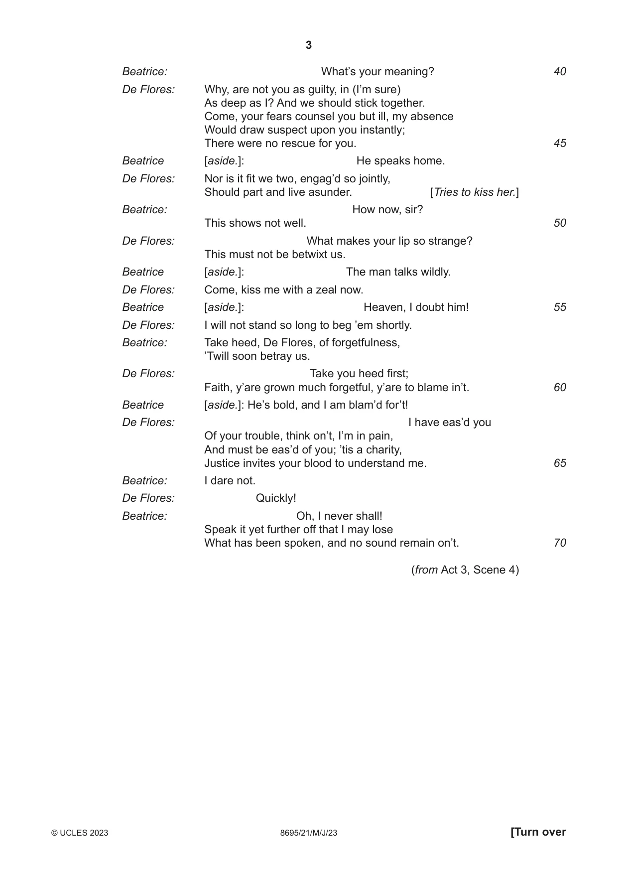 Cambridge A Level English - Language and Literature (AS Level only, from 2016) 8695 2023 May/June Paper 2 · Variant 1 question paper, page 3 of 24