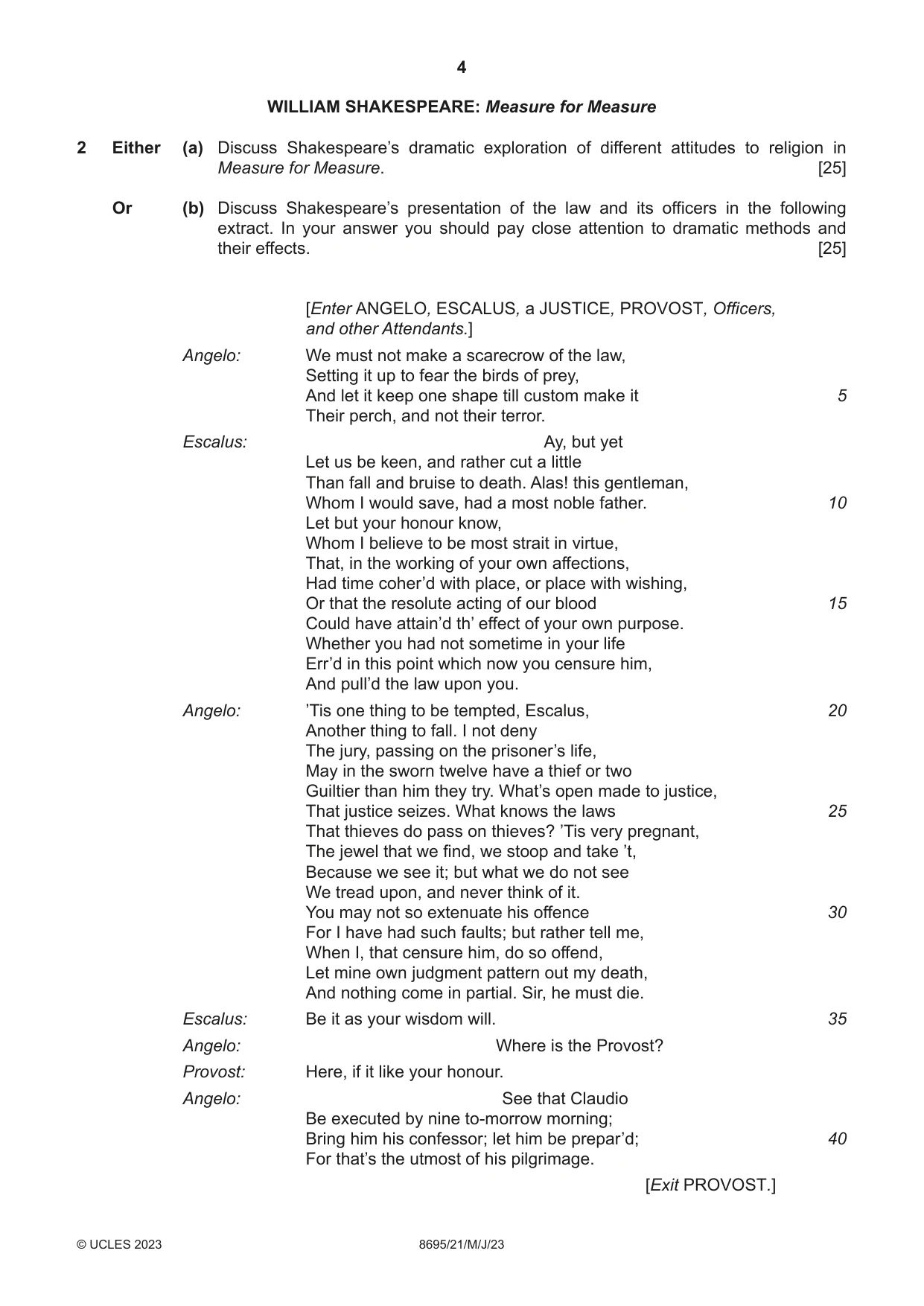 Cambridge A Level English - Language and Literature (AS Level only, from 2016) 8695 2023 May/June Paper 2 · Variant 1 question paper, page 4 of 24