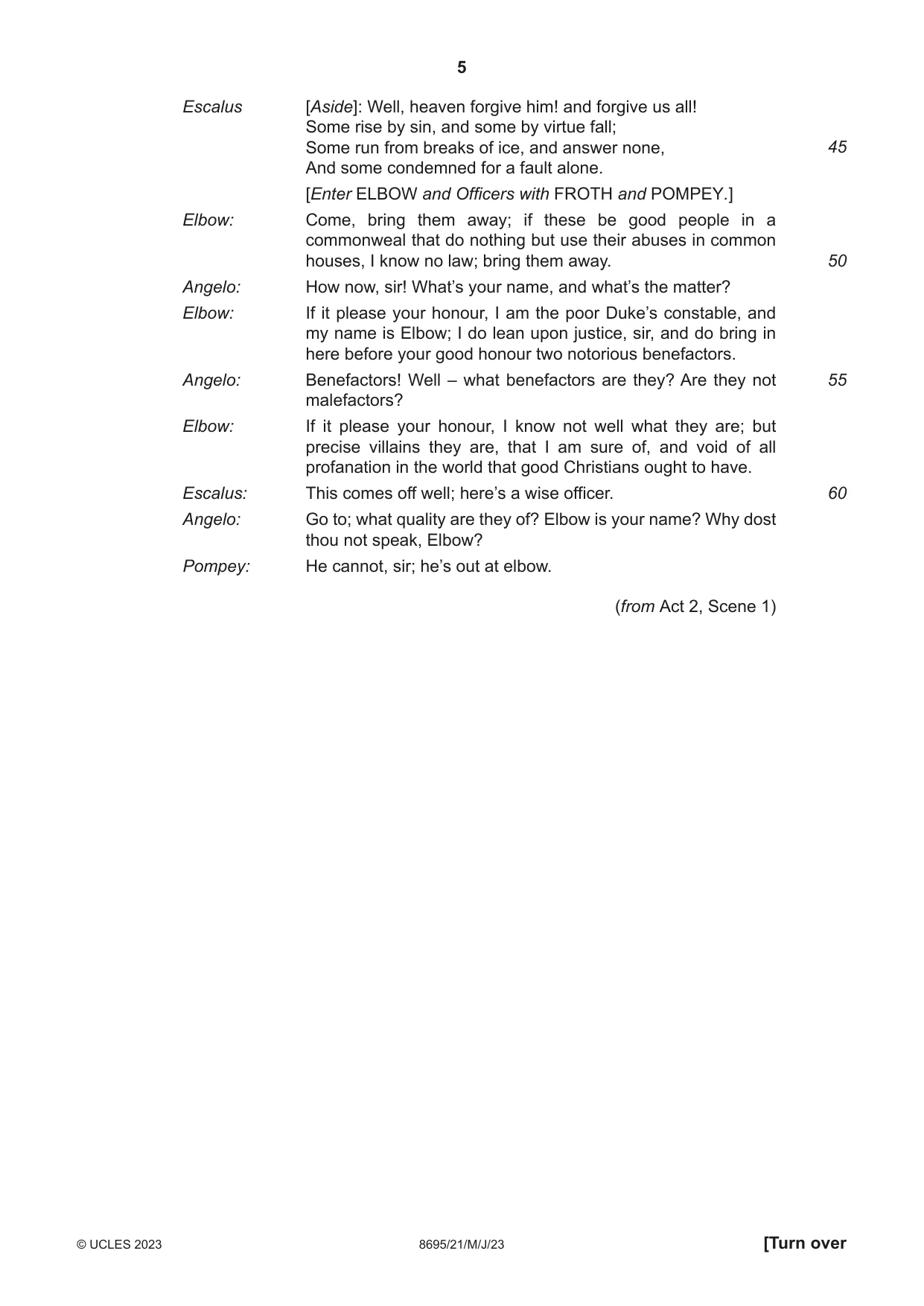 Cambridge A Level English - Language and Literature (AS Level only, from 2016) 8695 2023 May/June Paper 2 · Variant 1 question paper, page 5 of 24
