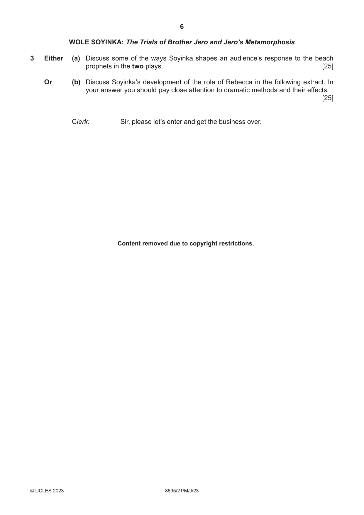 Cambridge A Level English - Language and Literature (AS Level only, from 2016) 8695 2023 May/June Paper 2 · Variant 1 question paper, page 6 of 24