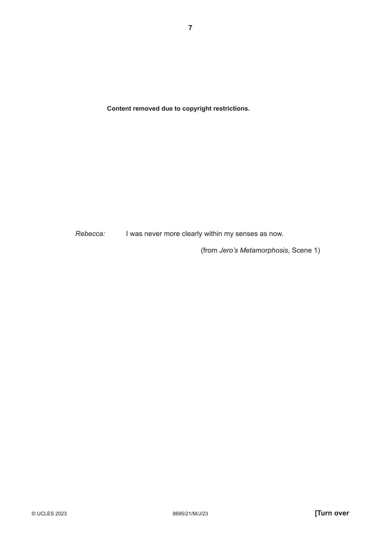 Cambridge A Level English - Language and Literature (AS Level only, from 2016) 8695 2023 May/June Paper 2 · Variant 1 question paper, page 7 of 24
