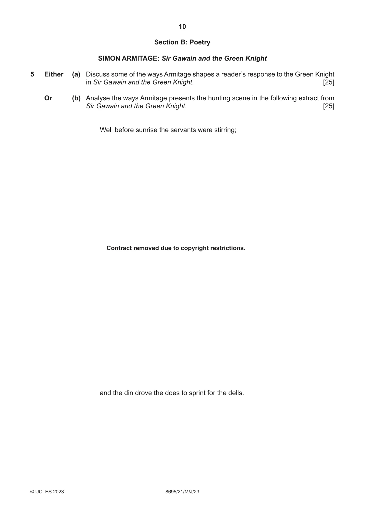 Cambridge A Level English - Language and Literature (AS Level only, from 2016) 8695 2023 May/June Paper 2 · Variant 1 question paper, page 10 of 24
