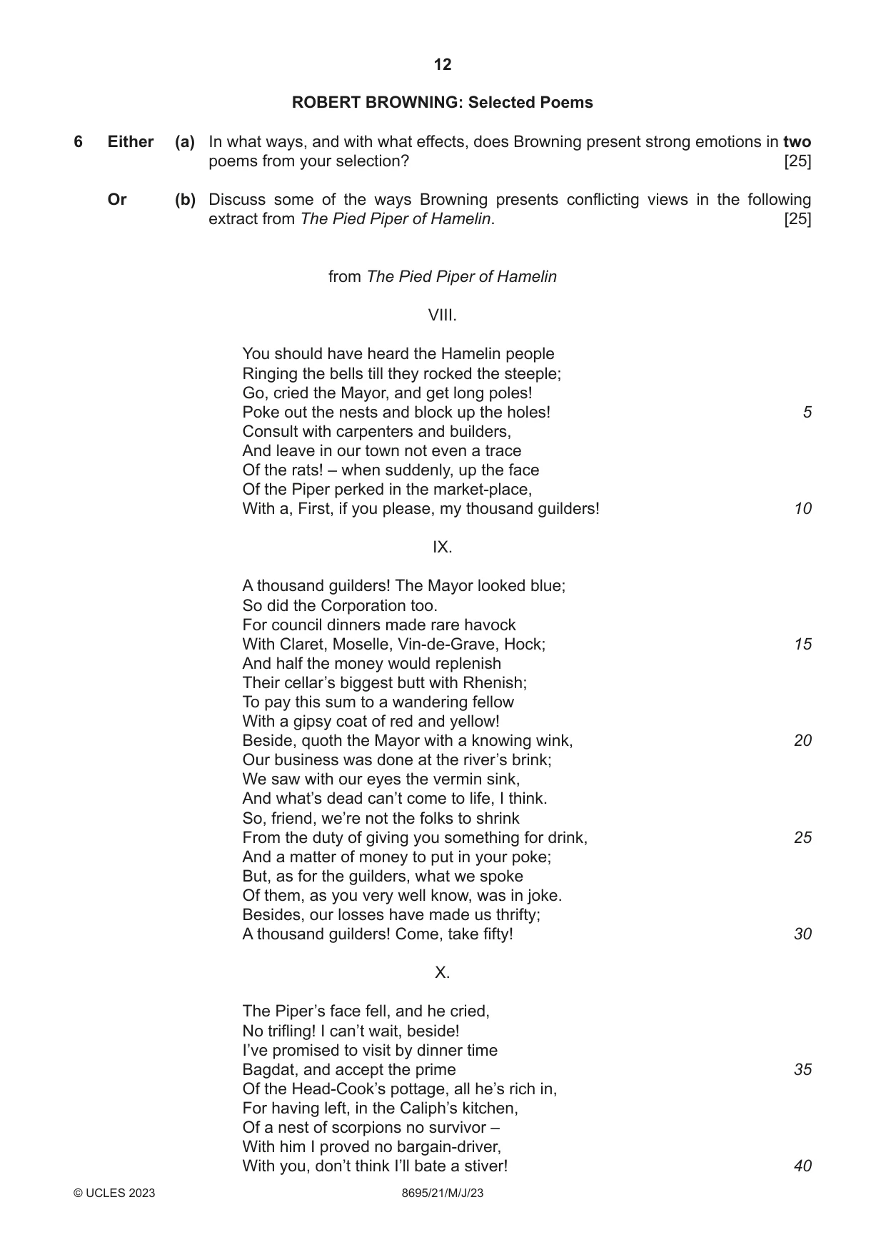 Cambridge A Level English - Language and Literature (AS Level only, from 2016) 8695 2023 May/June Paper 2 · Variant 1 question paper, page 12 of 24