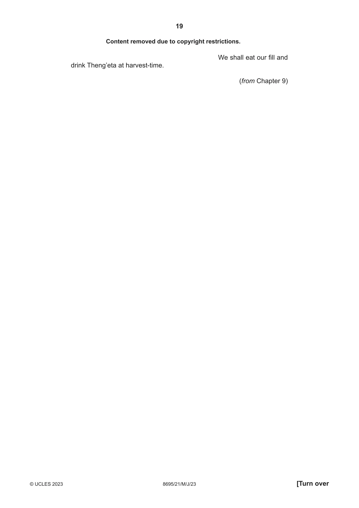 Cambridge A Level English - Language and Literature (AS Level only, from 2016) 8695 2023 May/June Paper 2 · Variant 1 question paper, page 19 of 24