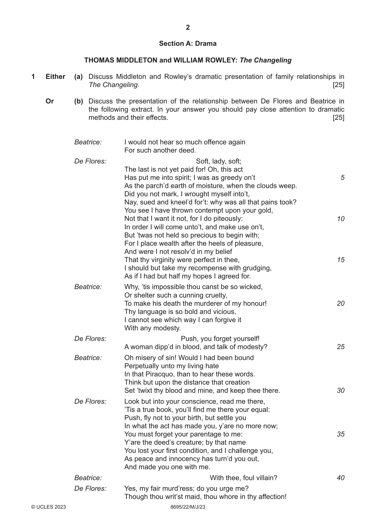 Cambridge A Level English - Language and Literature (AS Level only, from 2016) 8695 2023 May/June Paper 2 · Variant 2 question paper, page 2 of 24