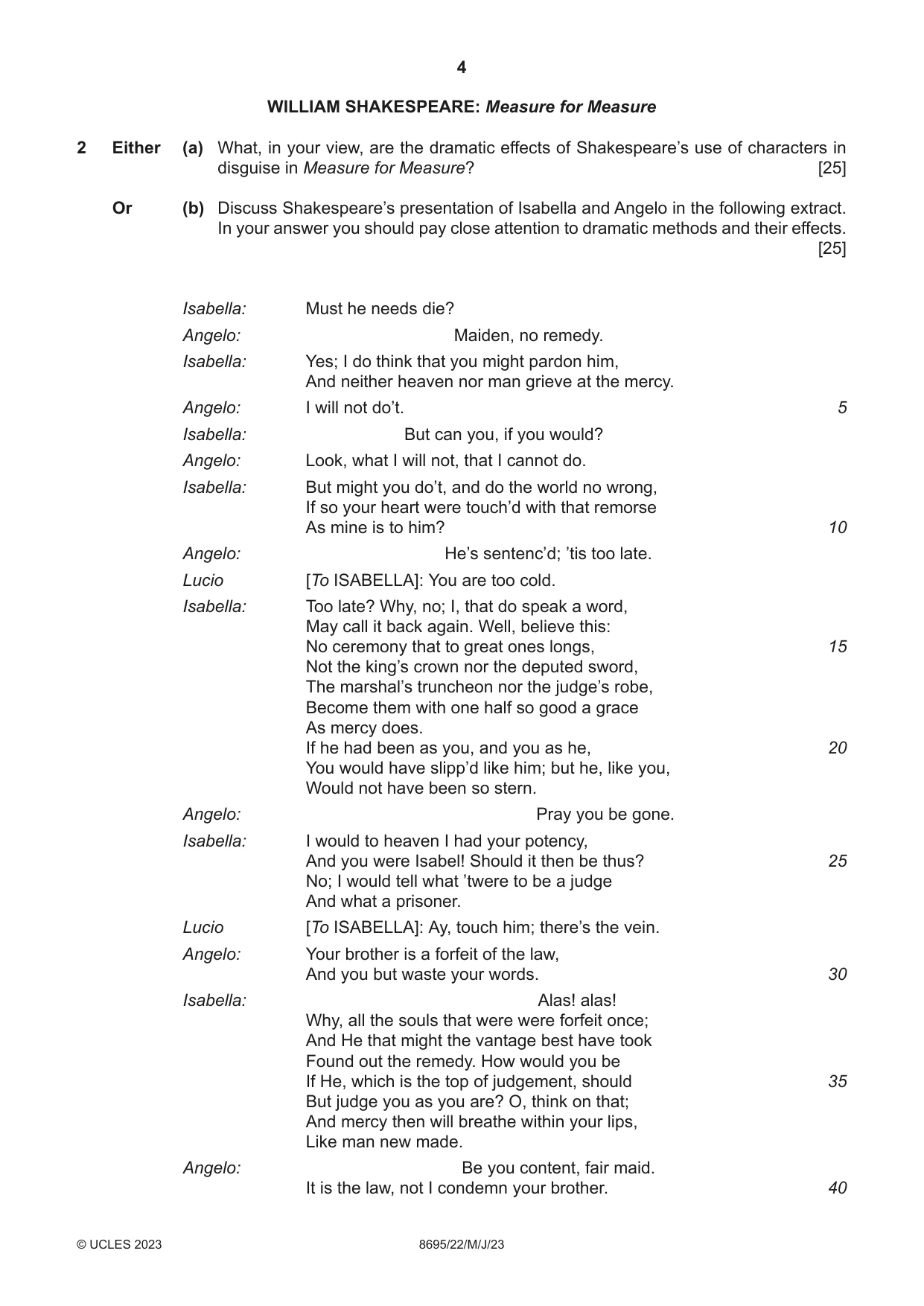 Cambridge A Level English - Language and Literature (AS Level only, from 2016) 8695 2023 May/June Paper 2 · Variant 2 question paper, page 4 of 24