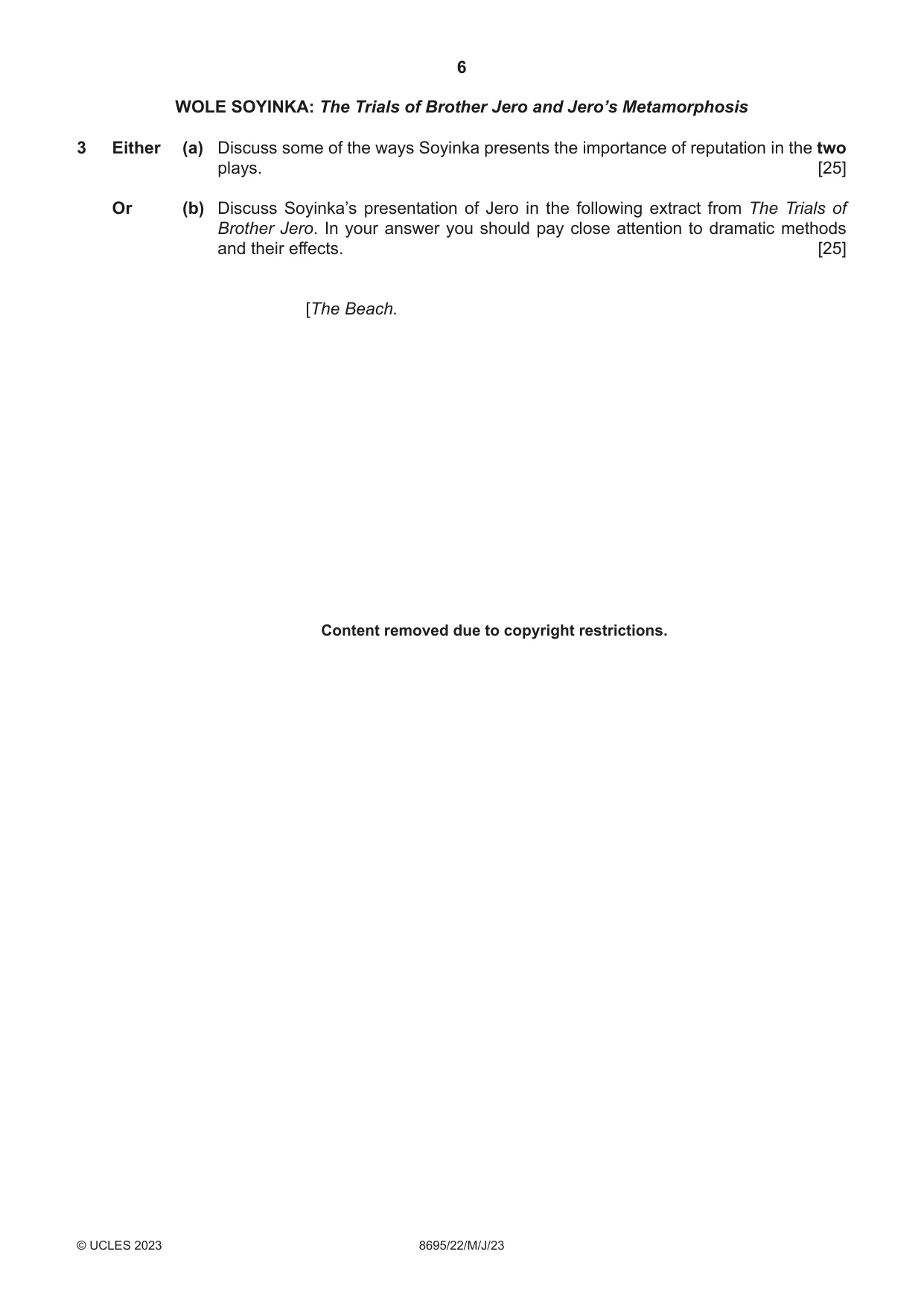 Cambridge A Level English - Language and Literature (AS Level only, from 2016) 8695 2023 May/June Paper 2 · Variant 2 question paper, page 6 of 24