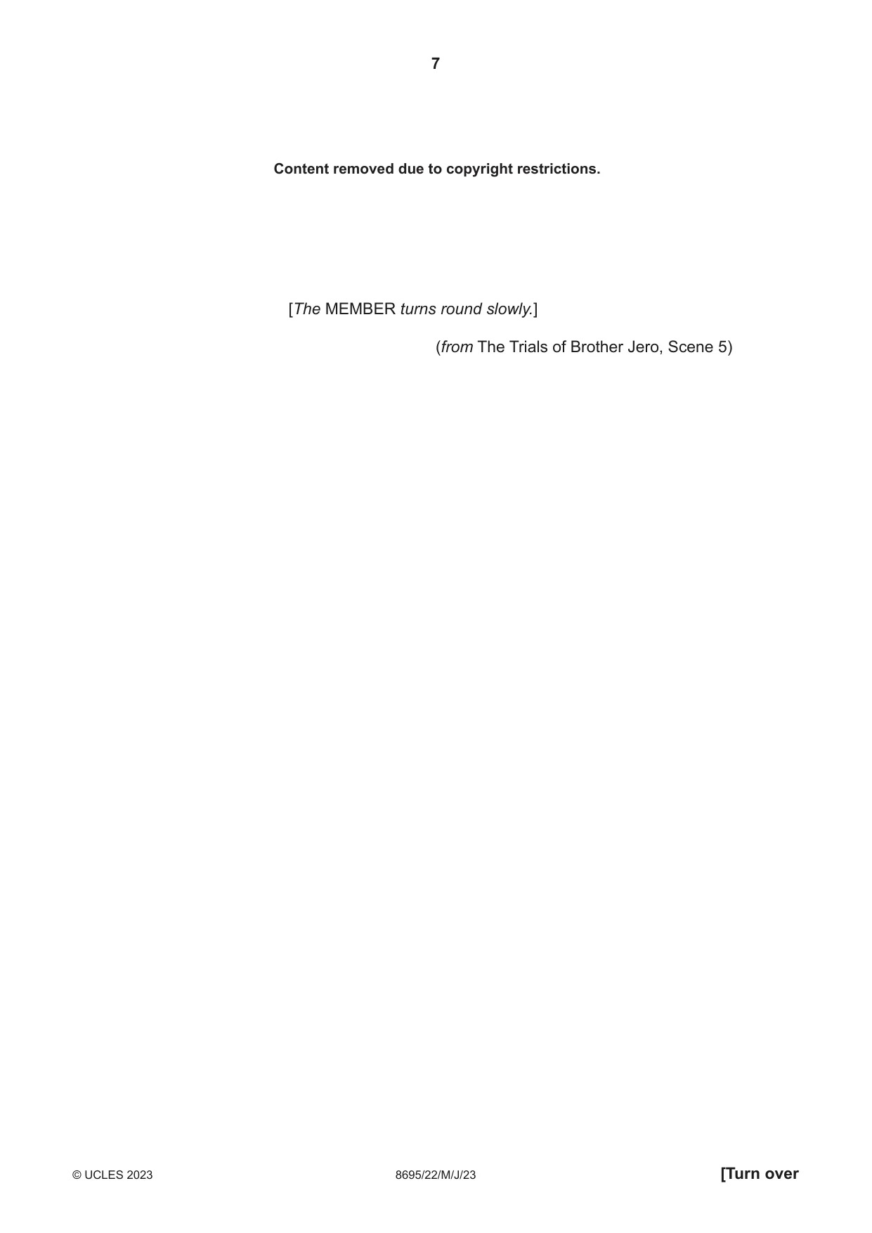 Cambridge A Level English - Language and Literature (AS Level only, from 2016) 8695 2023 May/June Paper 2 · Variant 2 question paper, page 7 of 24