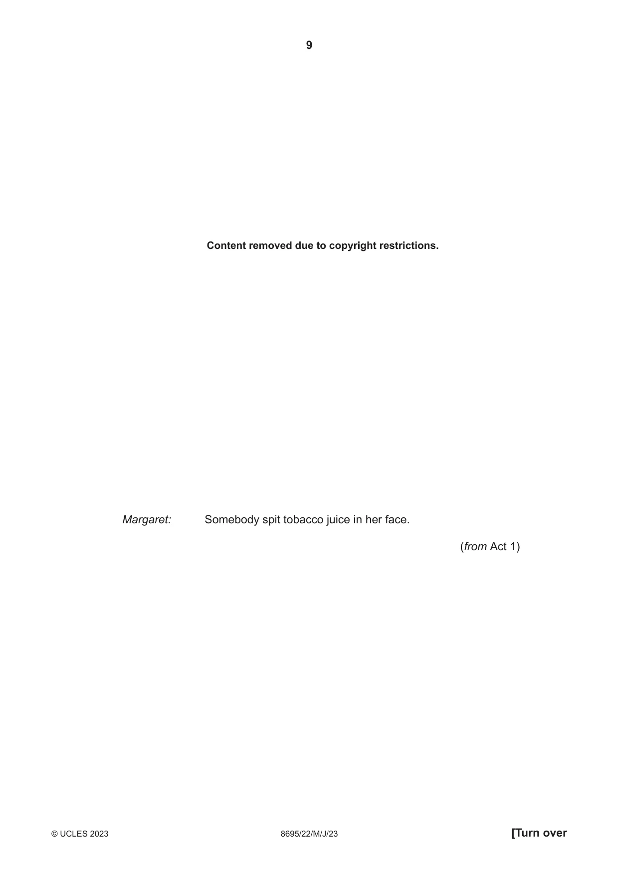 Cambridge A Level English - Language and Literature (AS Level only, from 2016) 8695 2023 May/June Paper 2 · Variant 2 question paper, page 9 of 24