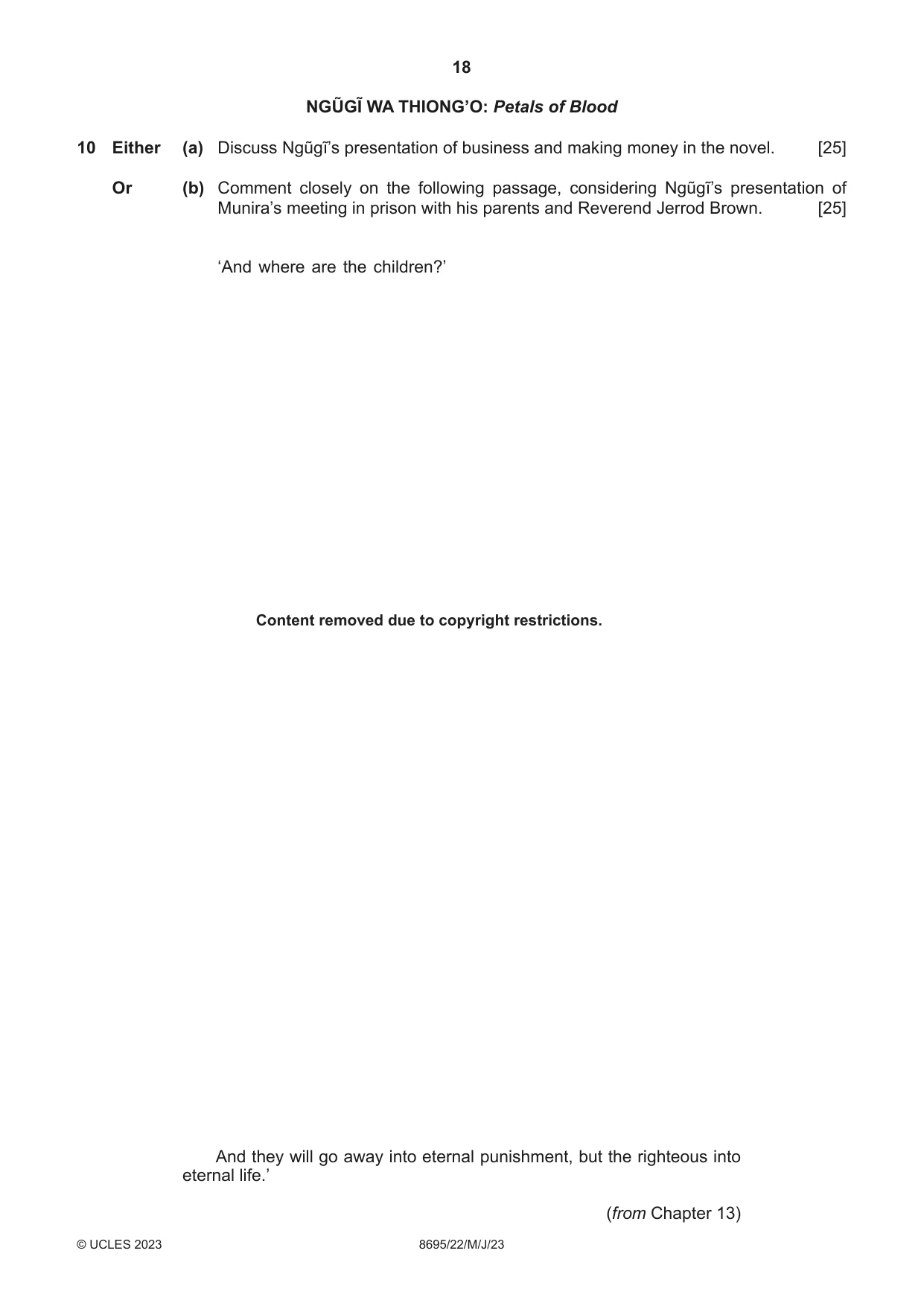 Cambridge A Level English - Language and Literature (AS Level only, from 2016) 8695 2023 May/June Paper 2 · Variant 2 question paper, page 18 of 24